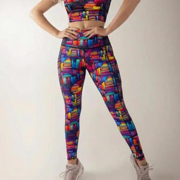 CVG Constantly Varied Gear Women's Colorful Books Athletic Leggings - Picture 1 of 8